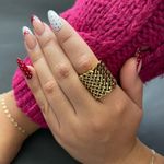 Vintage Gold Tone Woven Mesh Ring Brass Size 7 Photo 1