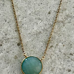 Necklace Gold Plated Sterling Silver With Green Stone Photo 0