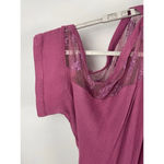 Free People Purple Pink Cold Shoulder Floral Lace Sleeve Gauze Mini Dress Photo 4