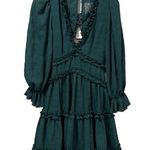 Saints + Secrets NEW SMALL green ruffle smocked waist mini dress Long Sleeve NWT Photo 0