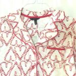 Soma PJ tops Embraceable Notch Collar Top Size S Candy Cane NWT RARE RETIRED White Photo 3