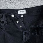 AGOLDE Fold Waistband Jean Shorts Black Conduct Pleated Raw Hem Size 24 Faded Photo 4