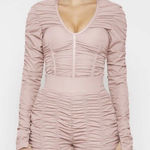 Maniere De Voir NEW Manière De Voir pink ruched long sleeve bodysuit 6 Photo 0