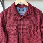 CHAPS  Red Black Checkered Plaid Flannel Button Down Shirt Sz Medium Fisherman Photo 4