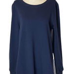 Ellison Navy Blue Pinstripe Back Pullover Long Sleeve Sweatshirt Tunic Top S Photo 0