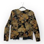 Vintage MSK Black Floral Brocade Beaded Hem Evening Cardigan Jacket XL Gold Photo 1