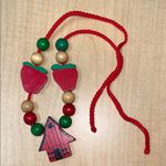 Vintage Wooden Bead Necklace Teachercore Apples Photo 0