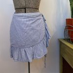 Wonderly  Blue Stripe Wrap Ruffle Skirt - Size Medium Photo 4