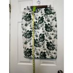 Eva Mendes Women’s Green Rose Floral MidiPencil Skirt With Gold Buttons Size 10 White Photo 2