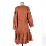 Maggy London  | Adobe Burnt Orange Stretch Cotton Knee Shirt Dress Size 6 Small Photo 2
