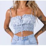 Princess Polly  Blue/White Benita Floral String Cropped Tank Sz 4 Photo 0