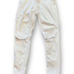 Free People  Jeans Skinny Distressed White Denim Midrise Cropped Photo 0