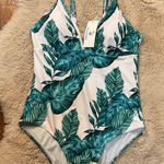 Beachsissi  Swimsuit Size Small One Piece Palm Leaf‎ White Green New With Tags Photo 0