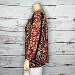 Angie  NWT Sz 2X Pink Floral Print - Black Crochet Lace Smock Elastic Blouse Top Photo 1