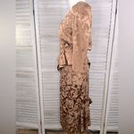 Oleg Cassini  Vintage Silk Skirt Set Brown Floral Jacquard-10 Photo 2