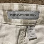 Chico's  Jeans Womens 1.5 M/L Platinum Denim Beige Zig Zag Pattern High Rise Pants Photo 1
