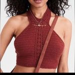 American Eagle  Rust Halter Crochet Top Size Small Photo 0