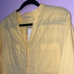 Soft Surroundings NEW L Primavera Tunic in Golden Haze Yellow Button-Up Blouse Photo 1