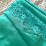 Thalia Sodi Vintage  Y2K 90’s Silk Blue Green Lace Panel Slip Dress Nightgown Photo 4