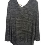 Loft  Gray & Black Striped Relaxed Top | XL Soft Knit Minimalist Everyday Shirt Photo 0