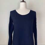 Ann Taylor  Loft Navy Blue Long Sleeves Lace Sleeves Trim Sweater Photo 1