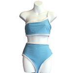 Aerie  Blue and White One Shoulder Bikini Top Photo 0