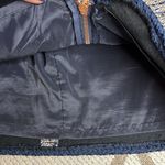 J.Crew  Womens Front Zip Navy Blue Metallic Tweed Front Zip Mini Skirt Photo 4