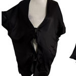 Victoria's Secret  Short Kimono Love Robe One Size Black Ruffle Loungewear Pajama Photo 0