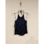 Theory Silk Tank Top Womens Medium Black Halter Ruffle Detail Sleeveless Blouse Photo 5