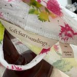 Soft Surroundings  White Pink Flowers Wrap Belted Pockets Sz M Photo 5