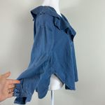 We The Free Amber Linen Ruffle Oversized Blouse in Denim Size Small Photo 3
