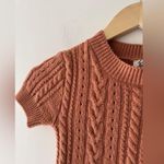 Free People  Intimately Brown Cropped Short Sleeve Cable Knit Sweater Photo 1