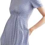 Boden Crew Neck Smocked Jersey Mini Dress Size 8R Bluebell Geo Blooms Blue Photo 0