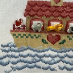 Vintage Sue Hillis Noah's Ark sweater 3D animals ceramic buttons cream M USA Size M Photo 2