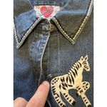 Keren Hart Denim Shirt Women Size Small Embroidered‎ Long Sleeve Safari Read Blue Photo 8