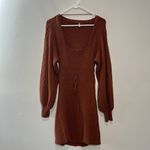 Free People Emmaline Mini Sweater Dress Cut Out Back in Burnt Orange Small Photo 3