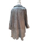 Boho Chic Blue & White Striped 100% Linen 3/4 Sleeve Button Down Shirt Size S Photo 2