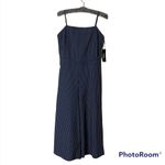 Lulus NWT Lulu’s Negotiation Slate Striped Midi Jumpsuit pinstripe culotte sz M Photo 6