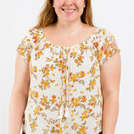 No Boundaries  Women's Floral Peasant Blouse - Short Sleeve, Size XL Photo 0
