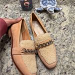 Vince Camuto  Tan Sherpa Silver Chain Buckle Loafer Shoes Photo 9