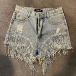 Blue Blush Blue B Denim Sequin & Pearl Shorts Photo 2