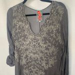Johnny Was floral Embroidered Tunic Dress Roll-Tab Sleeve Bohemian Gray Small Photo 2