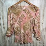 A Byer Vintage Y2K A. Byer Paisley Floral Pink Bell Sleeve Long Top USA Womens Large Photo 3