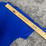 Kasper Womens Large Blue Blouse Top Pullover Round Neck Cold Shoulder Sleeve Photo 8