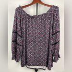 Lane Bryant Lane Bryant Black Purple Boho Floral Diamond Top Photo 5
