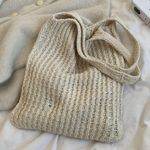 Crochet bag shoulder bag cream beige knit womens shopping multituse cotton bag Tan Photo 4