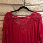 Free People  Gatsby Top Embroidered Mesh Maroon Red Medium Photo 9