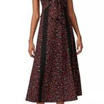 Thakoon Collective Paisley Tie Front Midi Dress Sz 4 Black and Red Floral Photo 0