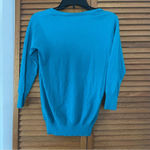 Banana Republic  Women’s Turquoise Silk V-Neck 3-QTR Sleeve Sweater Sz XS Photo 5