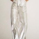 ZARA mid rise boyfriend jeans metallic silver jeans size 4 NWOT Photo 11